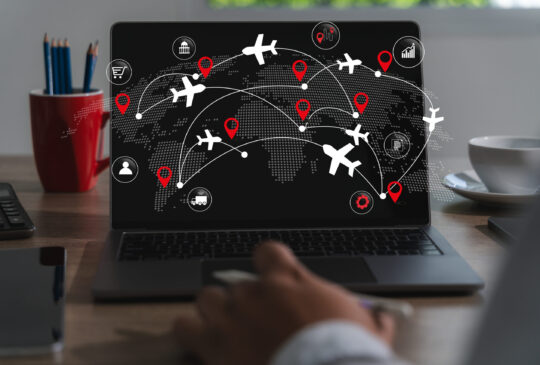 Businessman manager touching tablet Smart system using Chain retail logistics management digital management