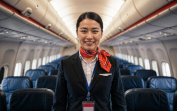 smiling-flight-attendant-airplane